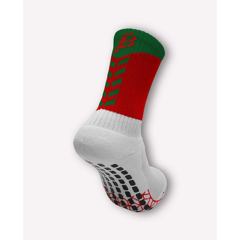 Bourke Miniz Anti-Slip GAA Midi Socks Red/Green (Kids / Adults)