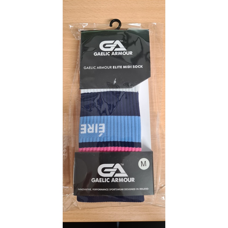 Nenagh ire g Gaelic Armour Camogie Midi Socks White/Sky/Pink/Navy