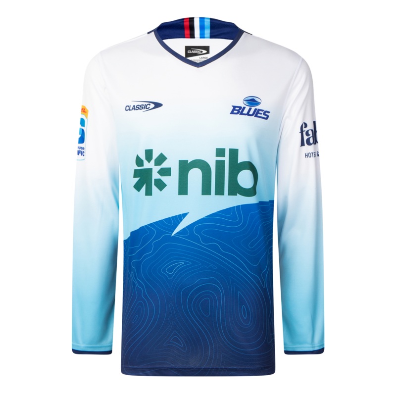 Auckland Blues 2025 Long Sleeve Training T-shirt white | The Rugby Shop