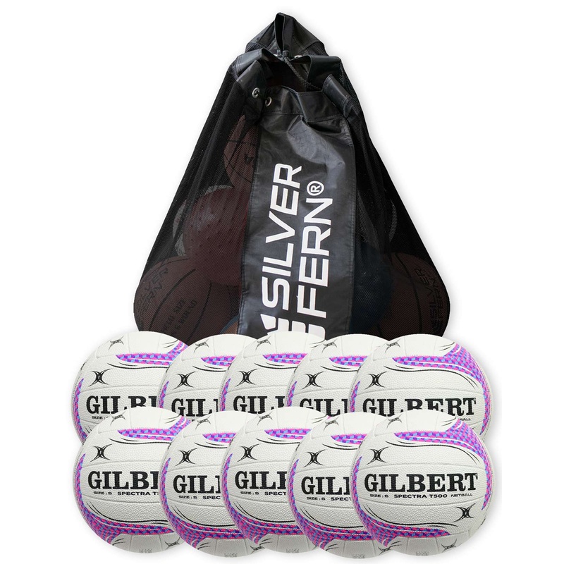 10x SPECTRA T500 NETBALL Balls Size: 5 + FREE MESH BALL CARRY BAG