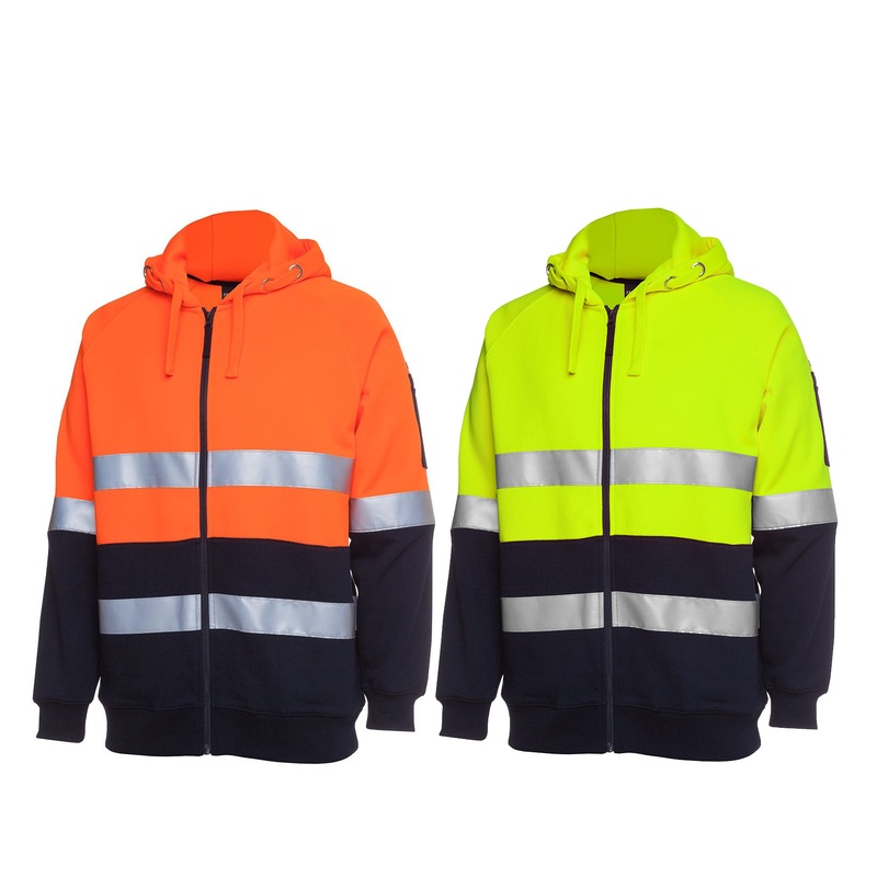6DNH Hi Vis (D+N) Full Zip Fleecy Hoodie