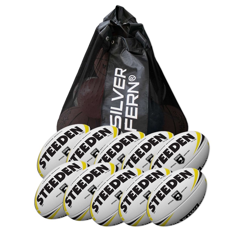 10 X Steeden NZRL LEAGUE MATCH BALLS Size Mini + FREE MESH BALL CARRY BAG