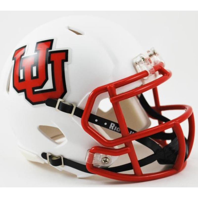 Utah Utes Alternate White Interlocking U Revolution NCAA SPEED Mini Helmet