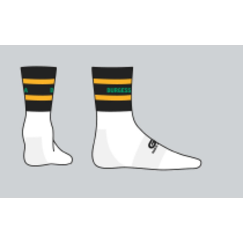 Burgess Duharra Camogie Gaelic Armour Personalized Midi Sock Black/Green/Amber (Kids / Adults)