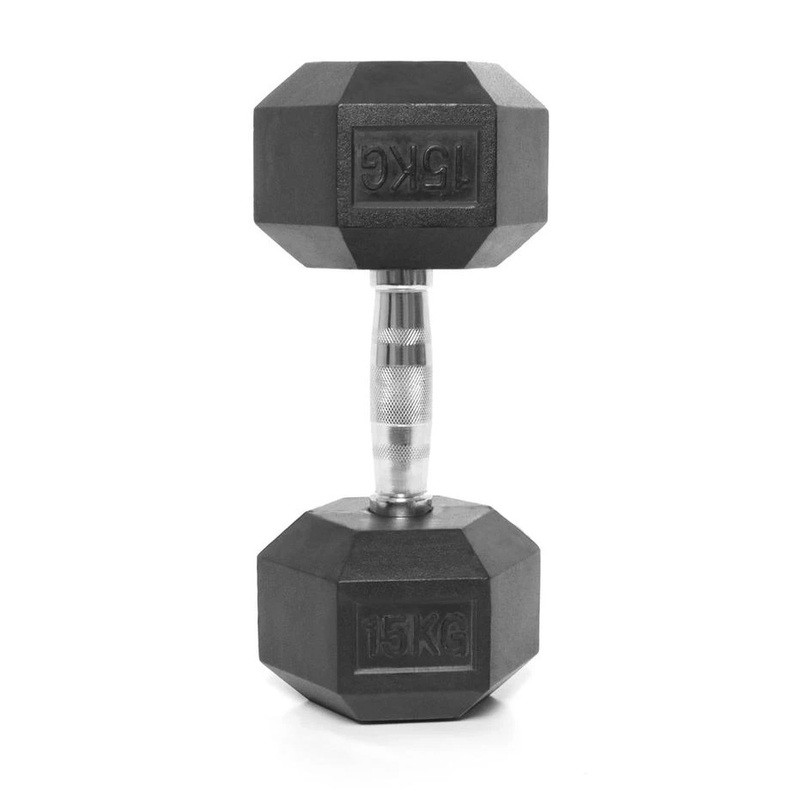 15kg Rubber Hexagon Dumbbell | The Rugby Shop