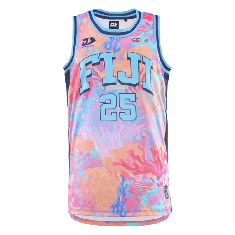 2025 Fiji Bati Mens Basketball Singlet – Coral | The Rugby Shop
