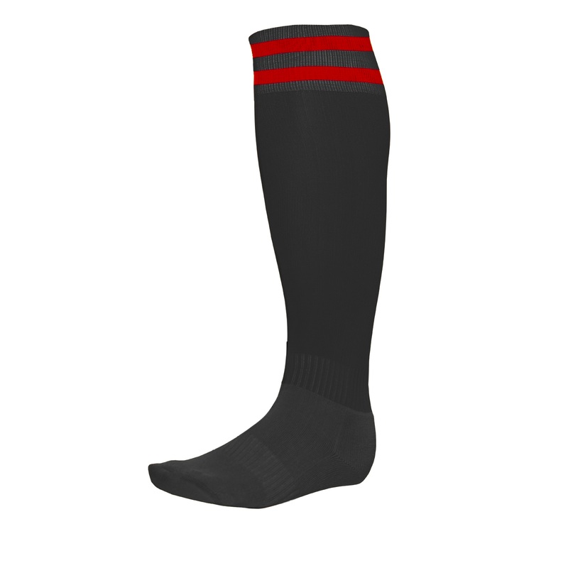 Steeden Performance Football Socks – Black/2 Red Bars
