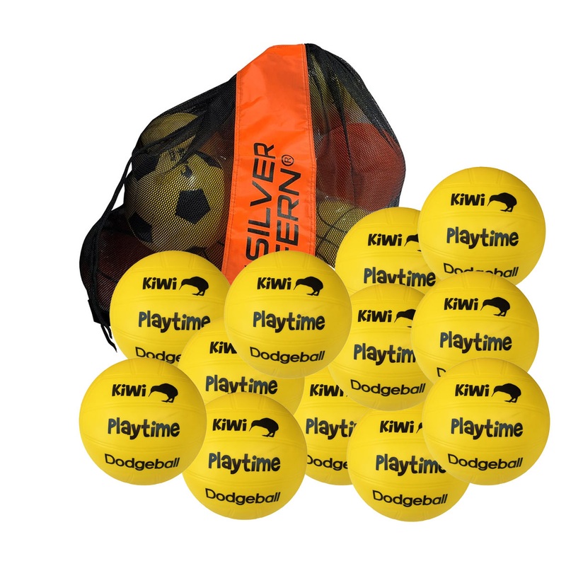 12 Pack Kiwi School Playground Dodgeball Balls With Carry Bag
