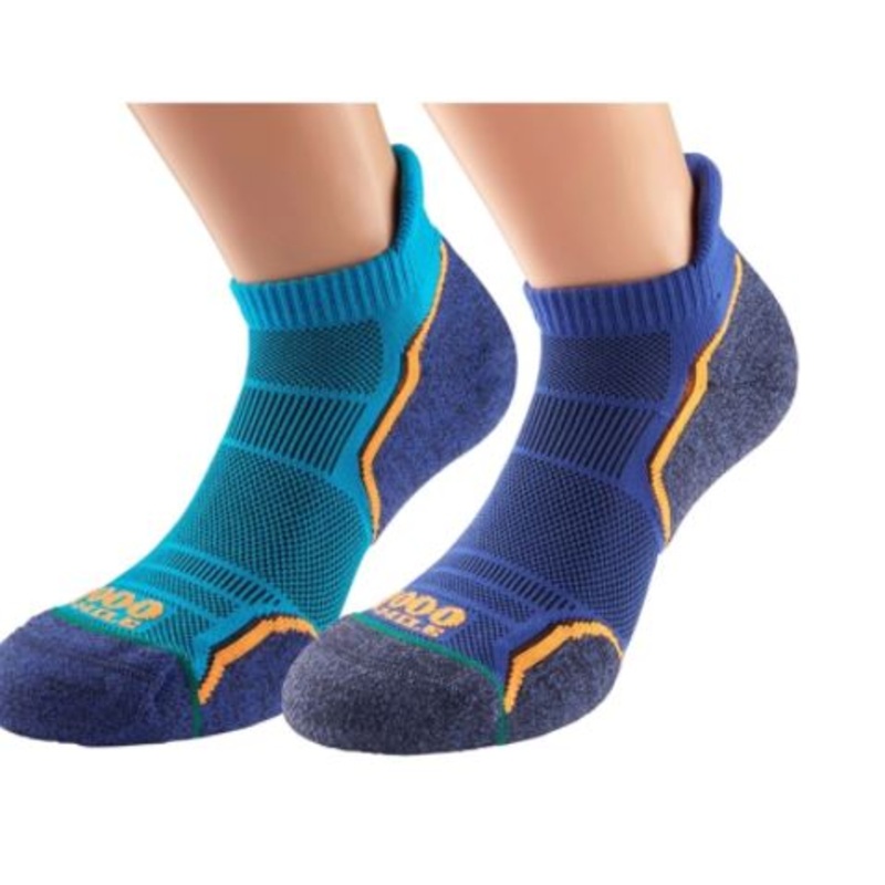 1000 Mile run Socklet Sock Blue/Blue Twin Pack  Size L (Mens)