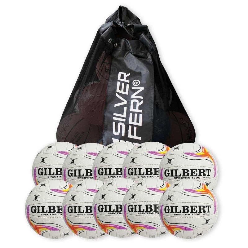 10x SPECTRA T500 NETBALL Balls Size: 4 + FREE MESH BALL CARRY BAG