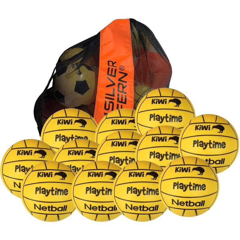 12 Pack Kiwi School Playground Netball Balls With Carry Bag