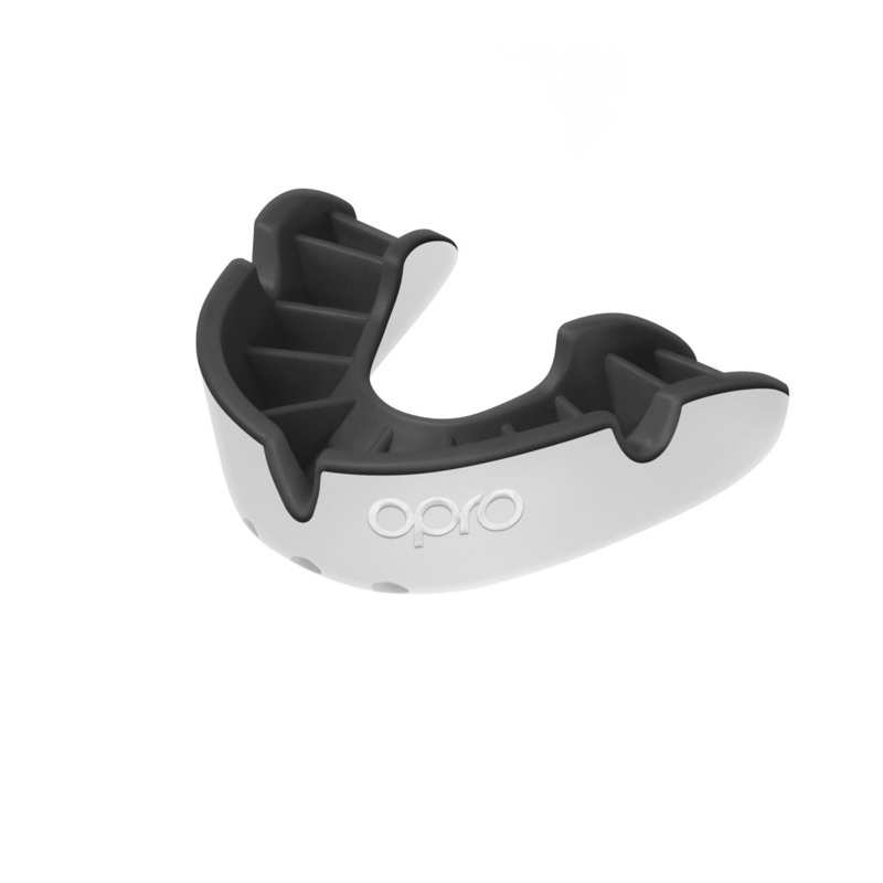 Opro Adult Self-Fit Gum Shield – White/Black | The Rugby Shop