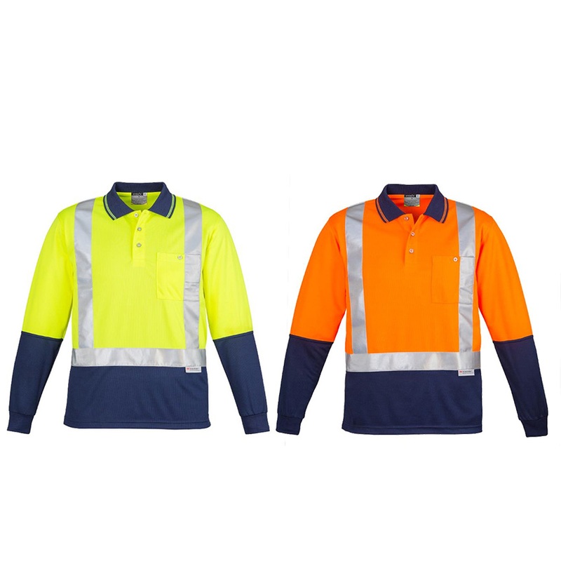 ZH234-Syzmik Hi Vis Spliced Polo – Long Sleeve Shoulder Taped