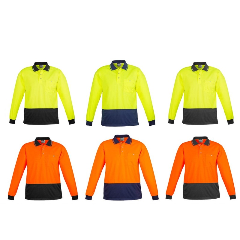 ZH232-Syzmik UNISEX HI VIS BASIC SPLICED POLO – LONG SLEEVE