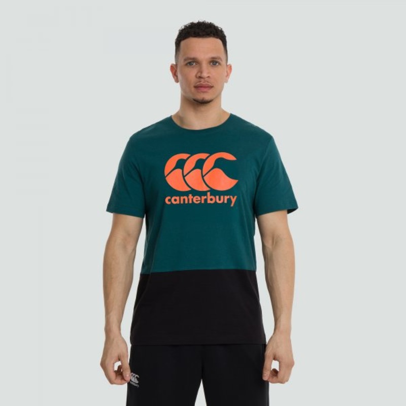 Canterbury Colour Block Logo T-shirt | ATLANTIC DEEP | The Rugby Shop