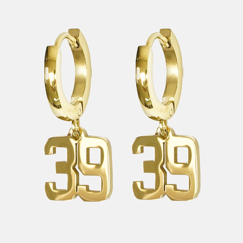 39 Number Earring – Gold Plated Stainless Steel Gold