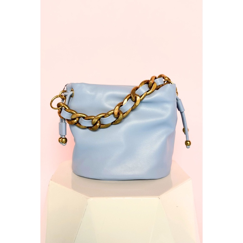 Blue Chainlink Handle Purse