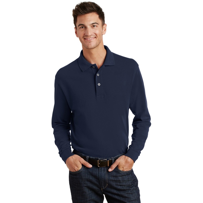 Port Authority Men’s Long Sleeve Heavyweight Cotton Pique Polo. K320 Oxford XS