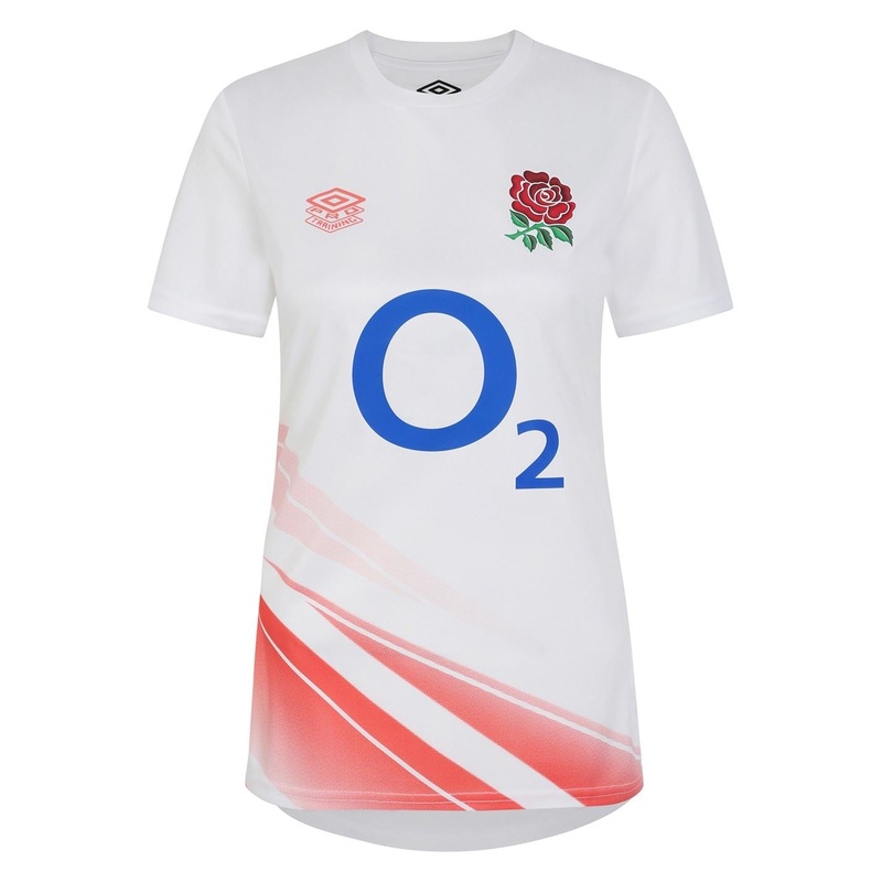 Umbro Womens England Rugby Warm Up Shirt 2023 2024 10 (S) White/Coral