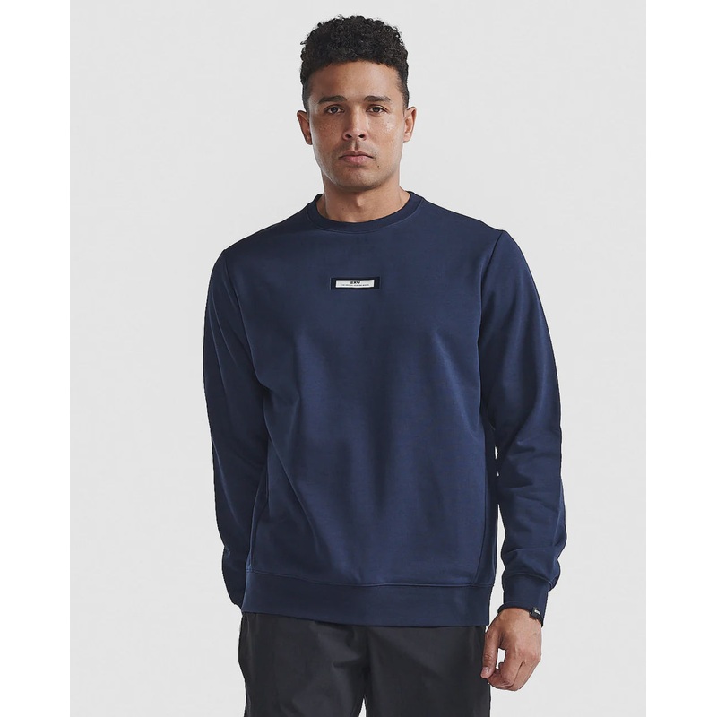 2XU Mens Motion French Terry Crew – Midnight/White Small