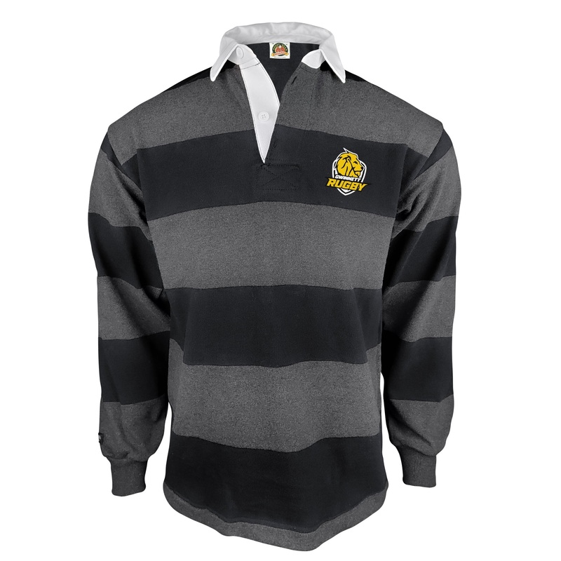 Gwinnett Lions Traditional 4 Inch Stripe Rugby Jersey Black/Coal X-Small