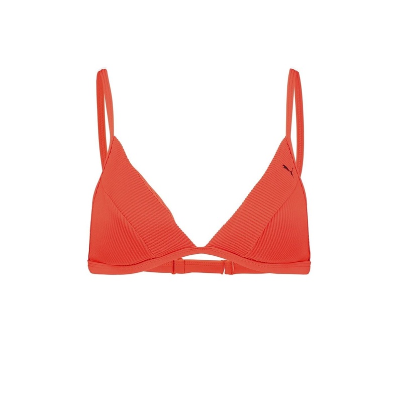 Puma Swim Ribbed Triangle Bikini Top 8 (XS) Red Combo