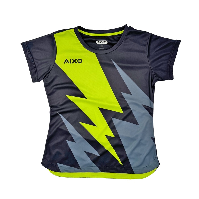 Aixo Bolt 3 Womens T Shirt – Black Black/Green XS