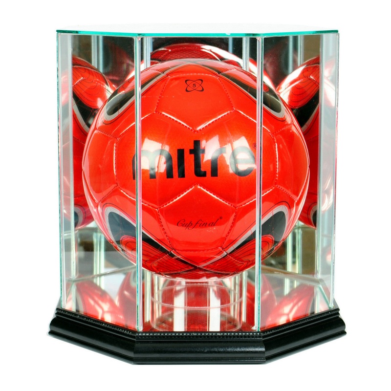 Octagon Soccer Ball Display Case with Mirrors