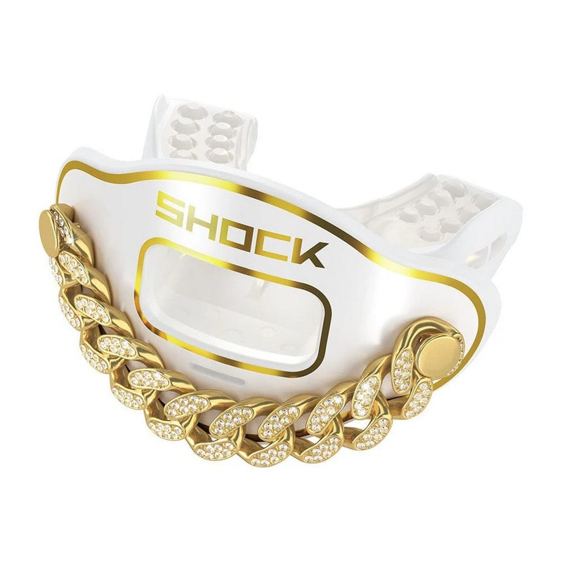 Shock Doctor Max Air Flow 3D Bling Chain Mouthguard WHITE | GOLD