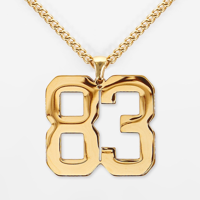 83 Number Pendant with Chain Necklace – Gold Plated Stainless Steel Kids (16″) Gold