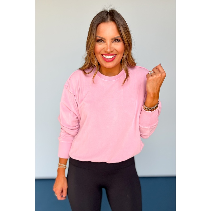 Pink Raw Edge Cut Detail Drop Shoulder Sweatshirt *FINAL SALE* Small