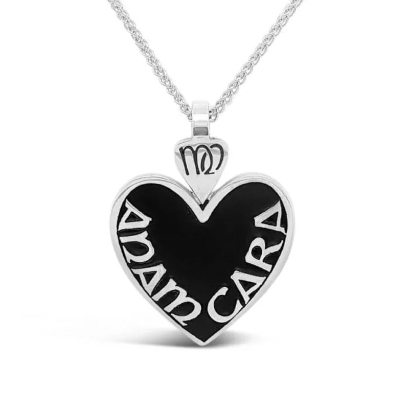 Oxidized/Black Enamel Heart Shaped Mo Anam Cara Pendant  Medium