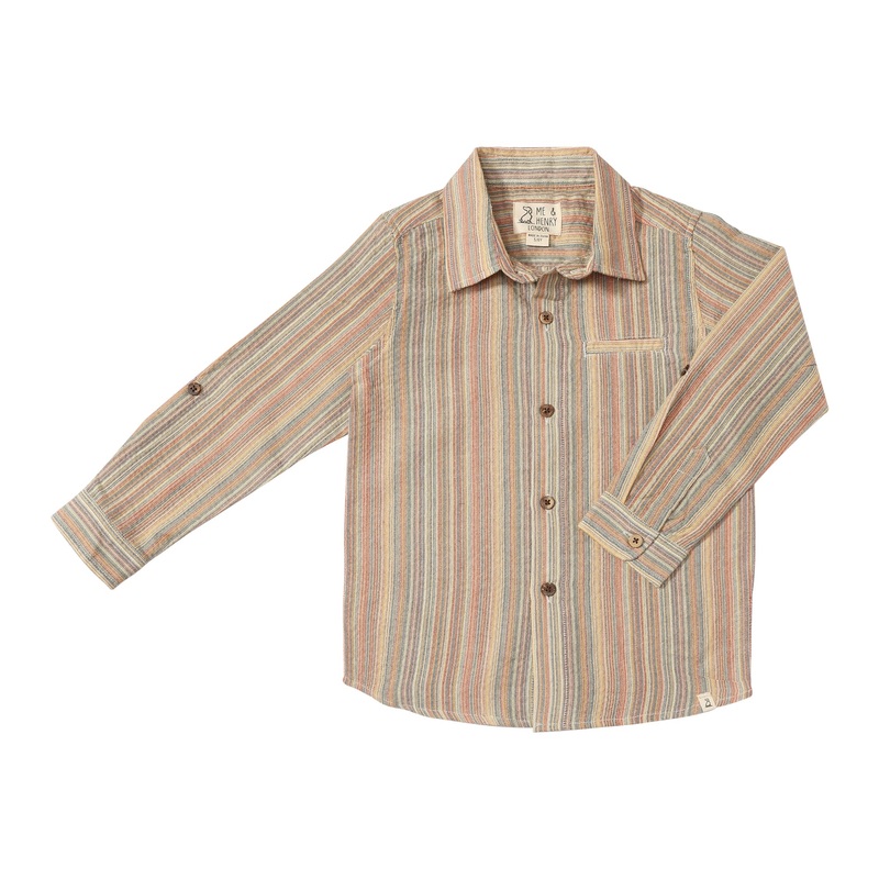 ATWOOD Brown Multi Stripe Woven Shirt 12-18m