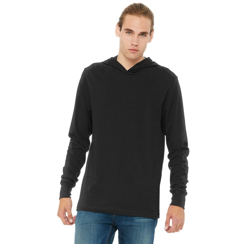BELLA + CANVAS Unisex Jersey Long Sleeve Hoodie. BC3512 Black XS
