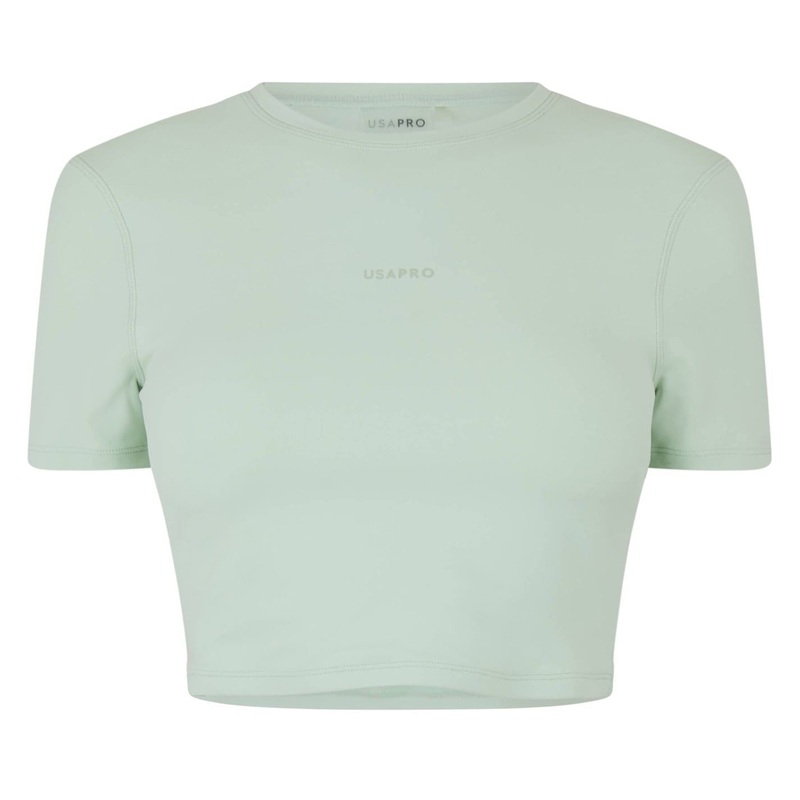 USA Pro Womens Pro Training Ss Crop T-Shirts 10 (38) Pistachio