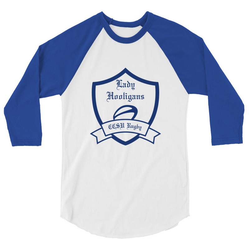 CCSU Lady Hooligans Raglan 3/4 Sleeve Tee White/Royal XS