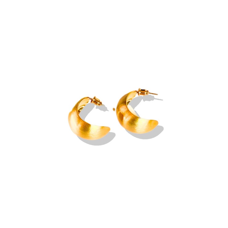 Gold Crescent Brushed Earrings