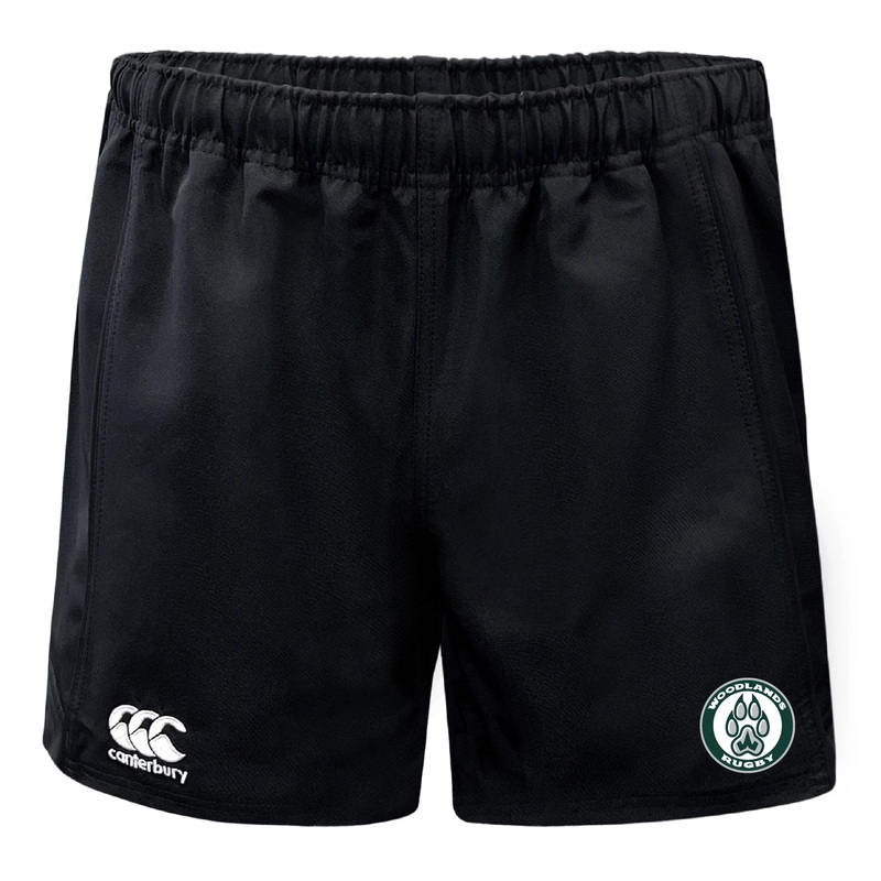 Woodlands Youth Professional Polyester Rugby Short by Canterbury Y6 Black