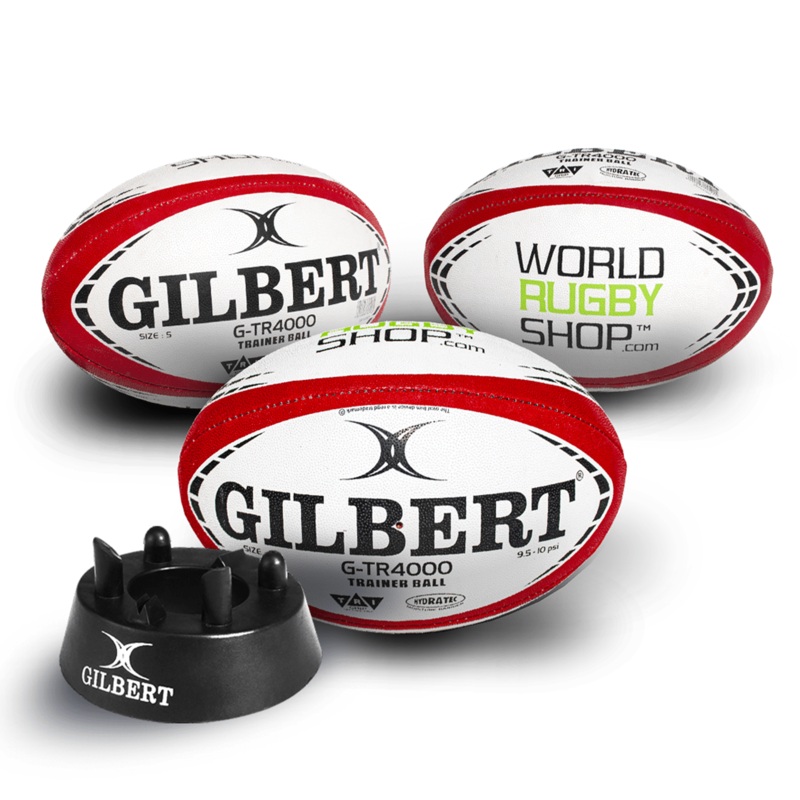 Gilbert WRS G-TR4000 Training Ball Set: 3 Size 5 Red Balls + Kicking Tee 5 Red