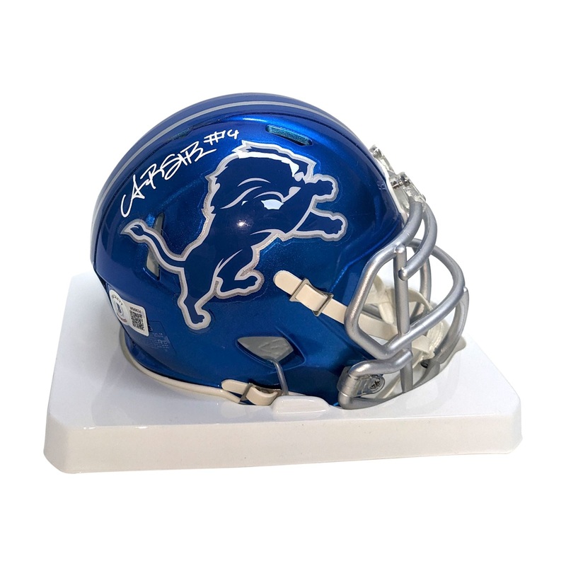 Amon Ra St. Brown Autographed Lions Flash Mini Helmet – BAS