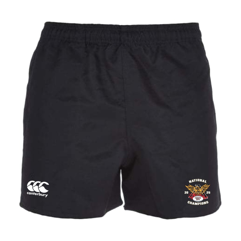Atlanta Old White Rugby Champs Professional Polyester Rugby Short by Canterbury Y6 Black