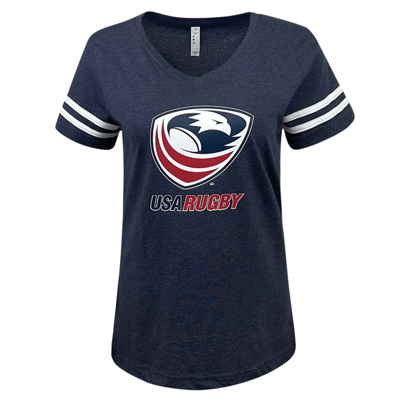 Women’s USA Rugby Vintage V-Neck Tee S Grey