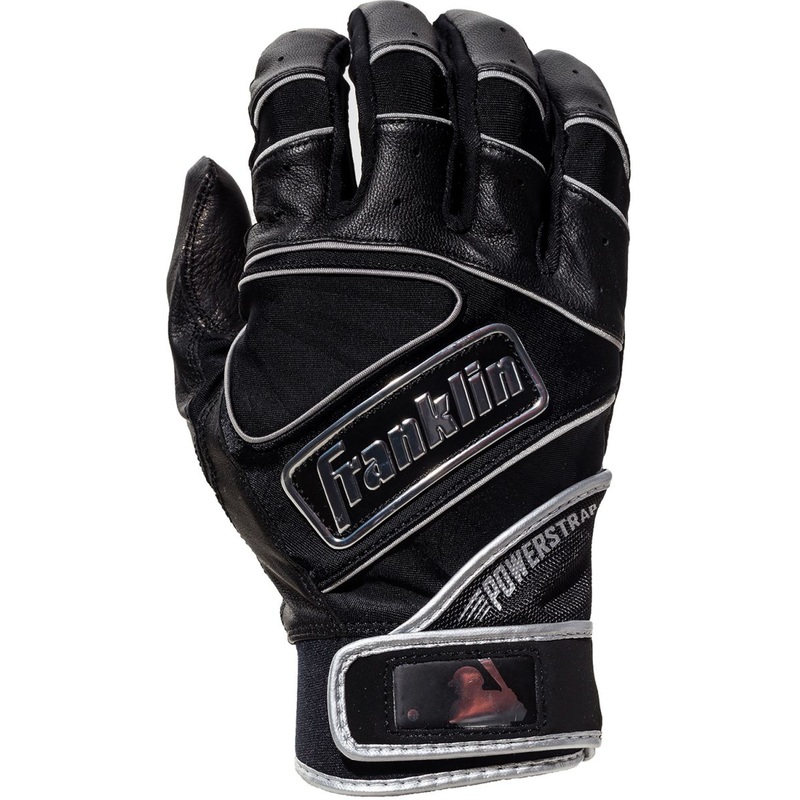 Franklin Adult Powerstrap Chrome Batting Gloves BLACK 2XL