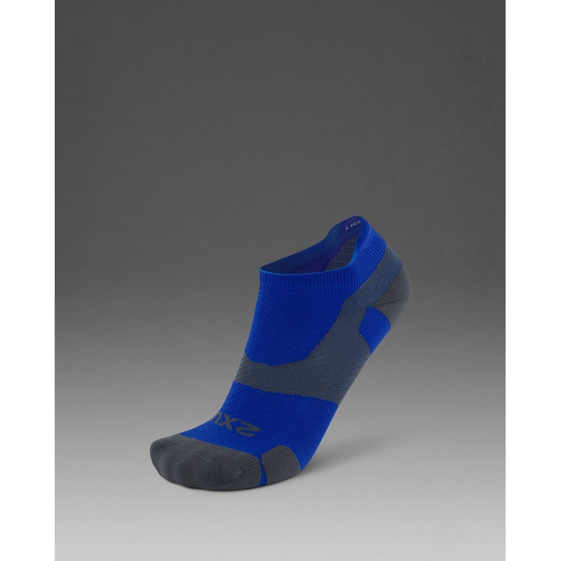 2XU Vectr Light Cushion No Show Socks – Vibrant Blue/Grey Medium