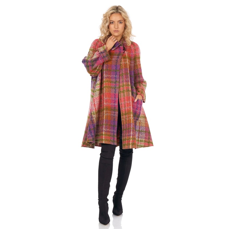 Women’s Plaid Donegal Tweed Swing Coat Terracotta – Jimmy Hourihan Shorty Swing Coat Small