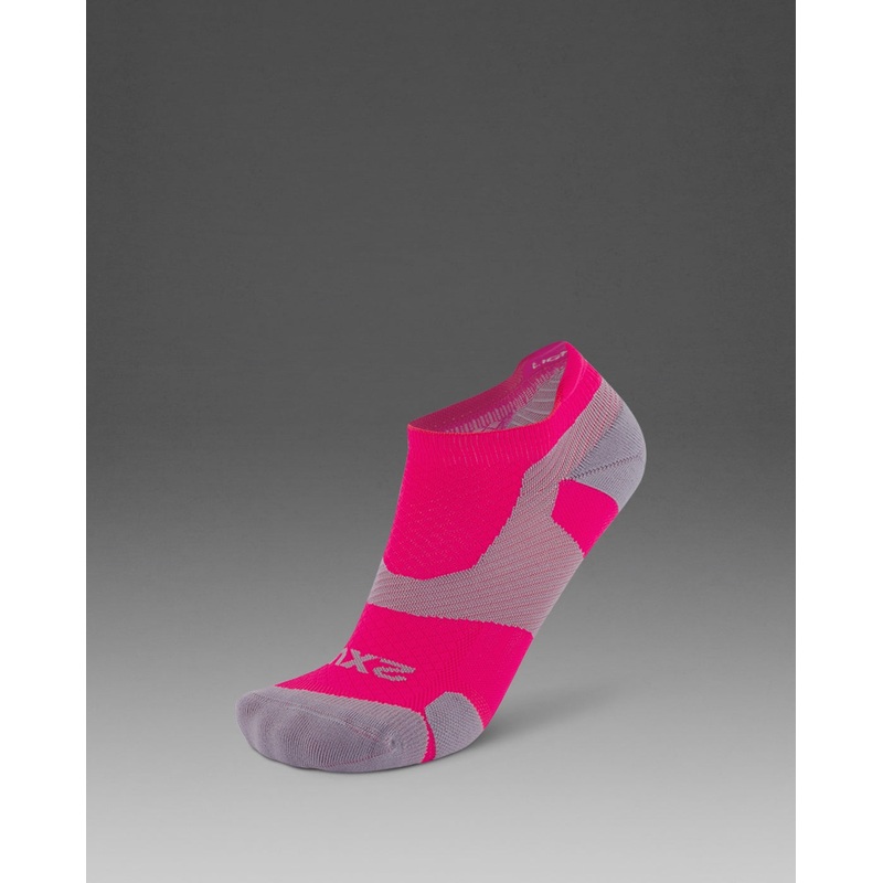 2XU Vectr Light Cushion No Show Socks – Magenta/Light Grey Small