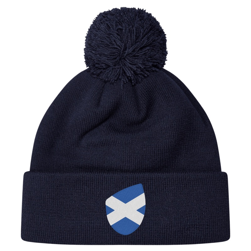 Scotland Shield Pom Pom Beanie OS Navy