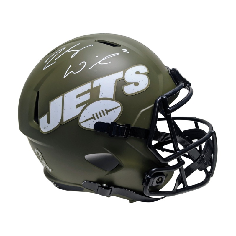 Zach Wilson Autographed Hand Signed New York Jets Salute to Service Full Size Football Helmet – BAS Beckett Authentication