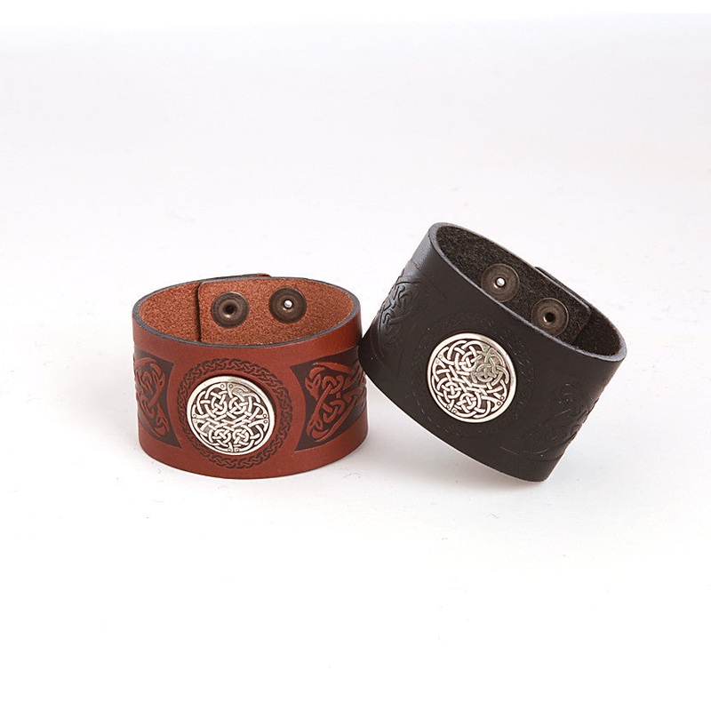 Dara Leather Celtic Wrist Cuff by Lee River Leather Black
