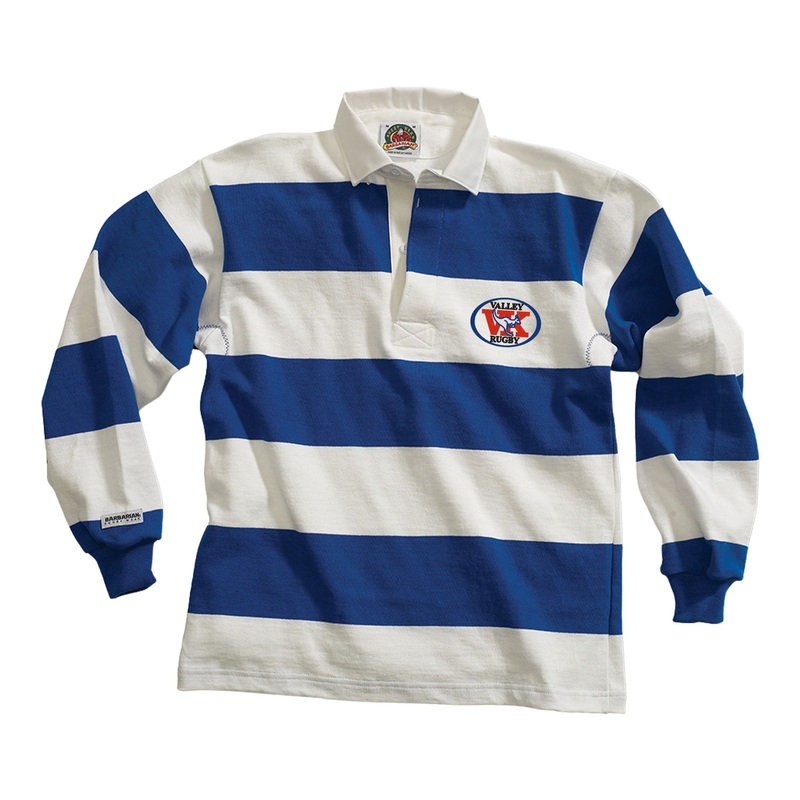 Valley Kangaroos Traditional 4 Inch Stripe Rugby Jersey White/Royal X-Small